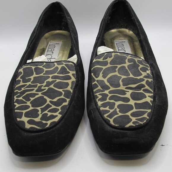 Amanda black velvet flats with giraffe print - 8.5S - Picture 5 of 7